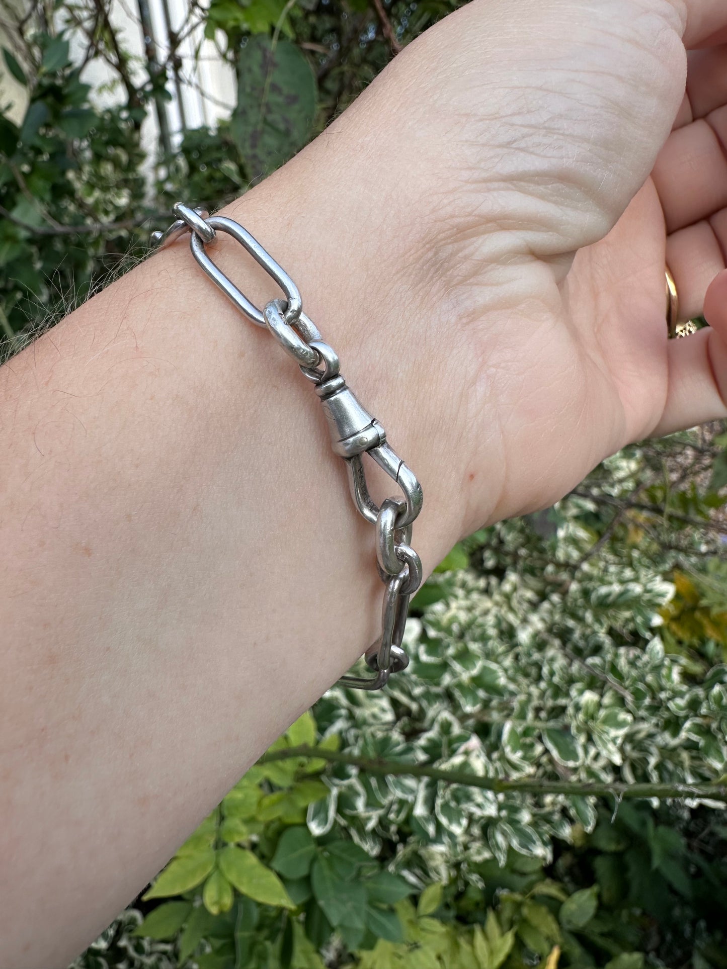 Antique Sterling silver trombone bracelet
