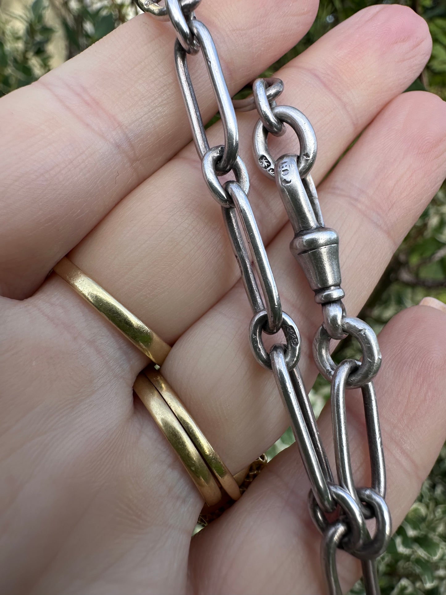 Antique Sterling silver trombone bracelet