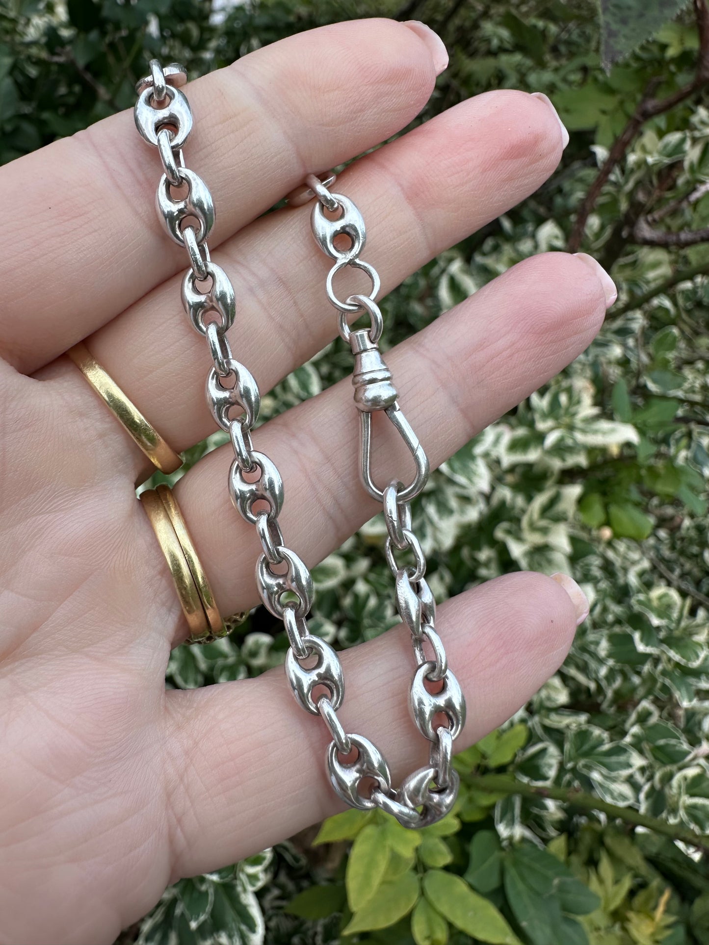 Sterling Silver Puffy mariner bracelet with dog clip