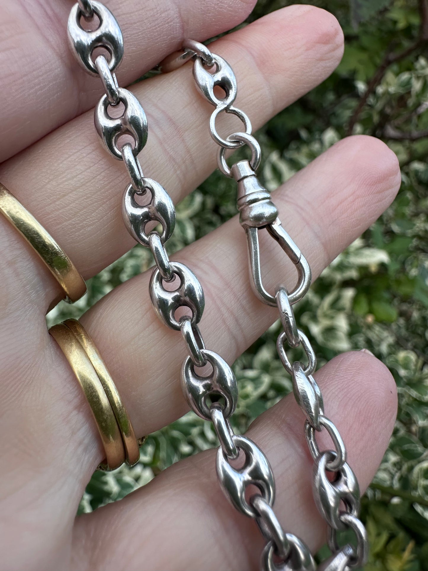 Sterling Silver Puffy mariner bracelet with dog clip
