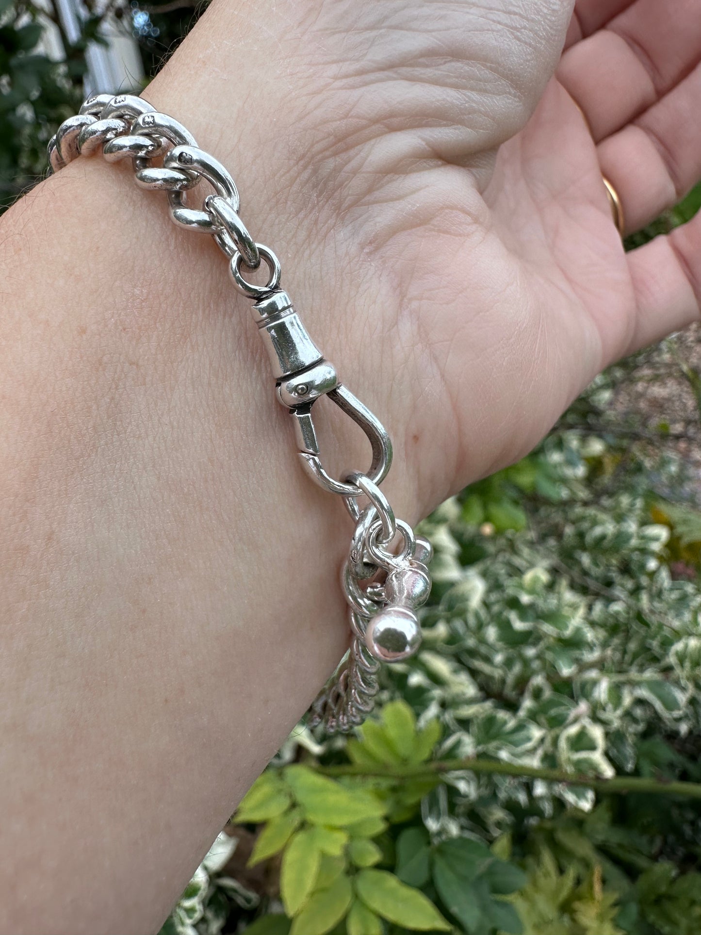 Sterling Silver Curb Bracelet with dogclip and T-bar