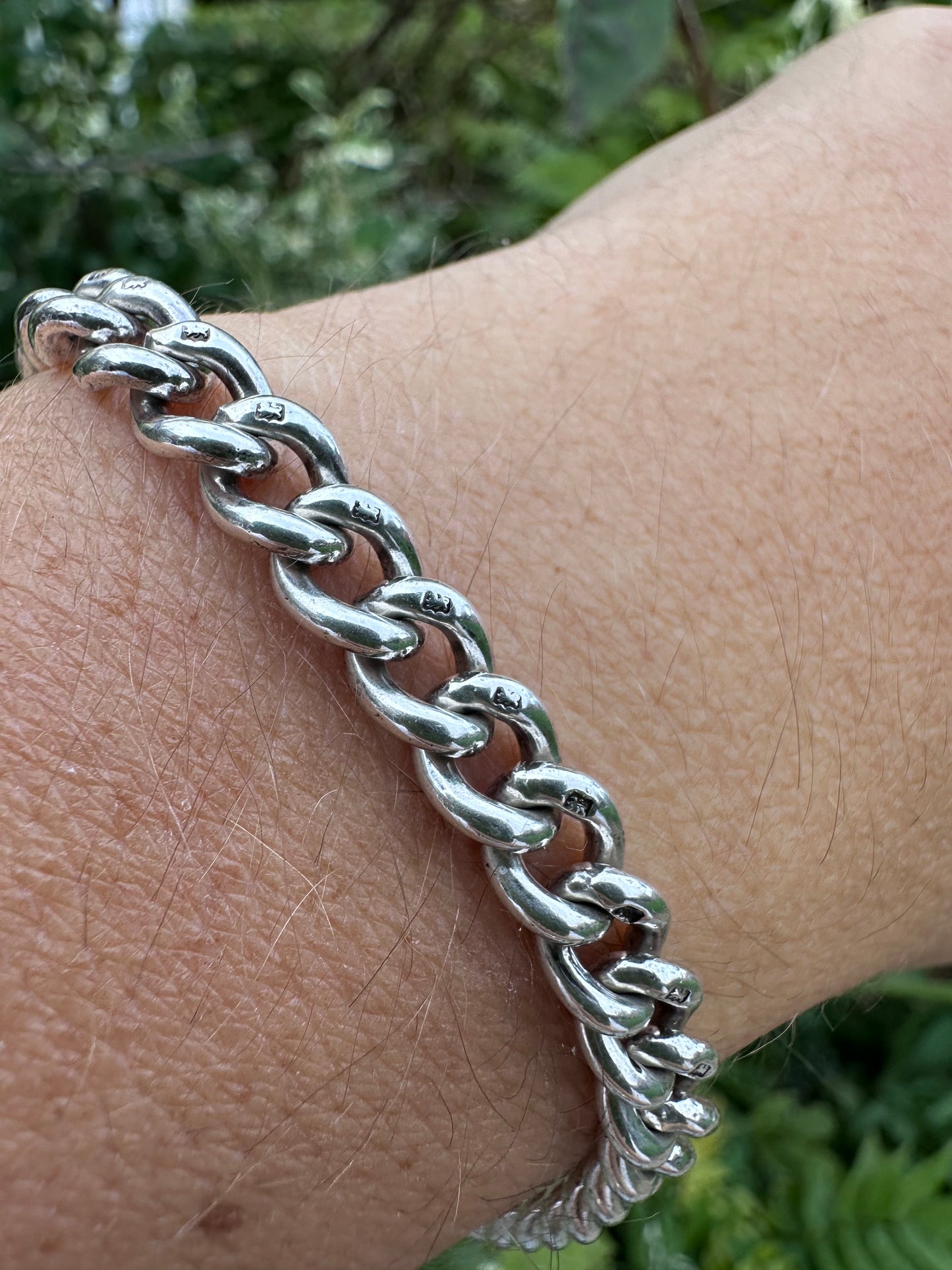 Sterling Silver Curb Bracelet with dogclip and T-bar