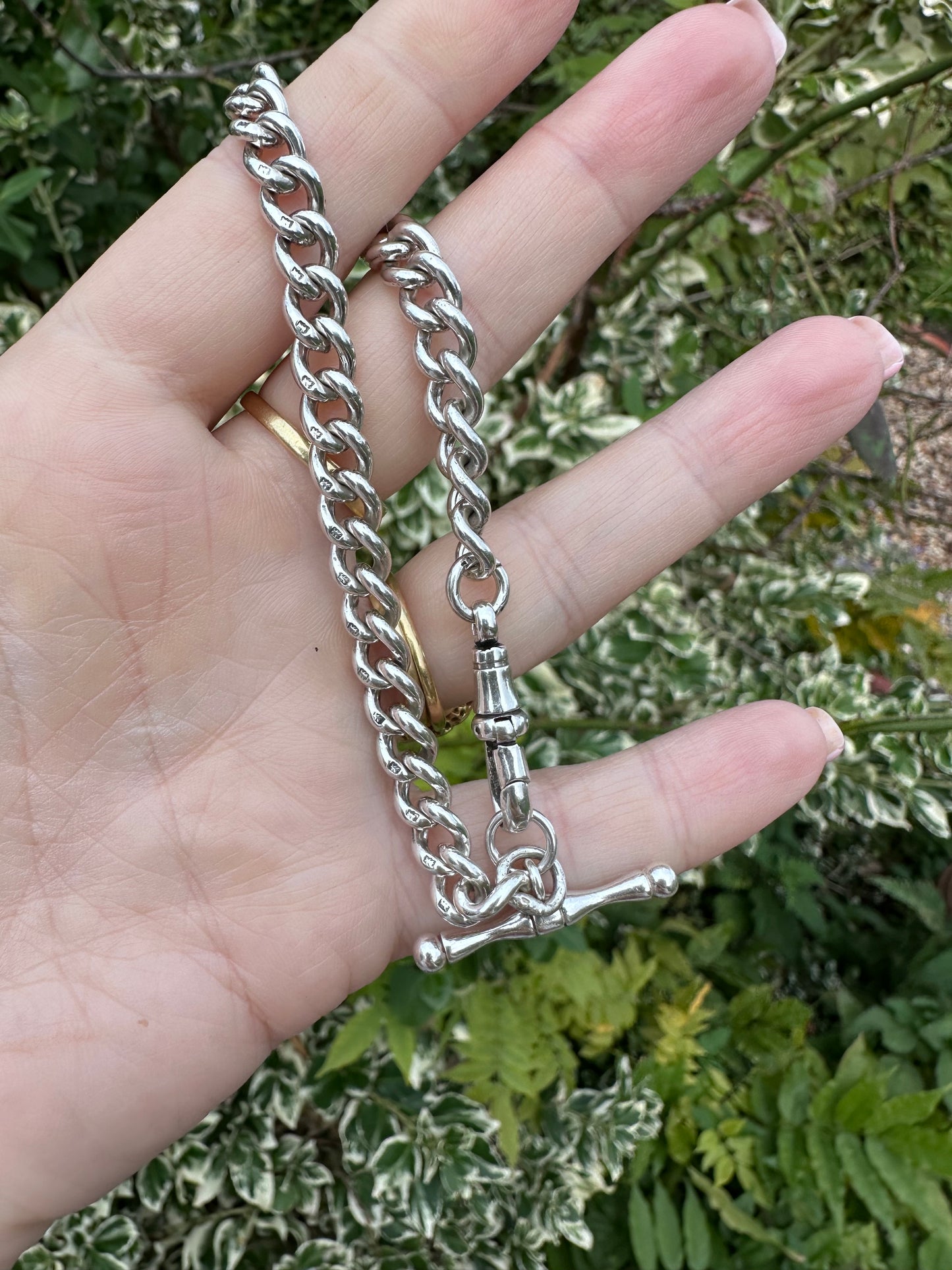 Sterling Silver Curb Bracelet with dogclip and T-bar