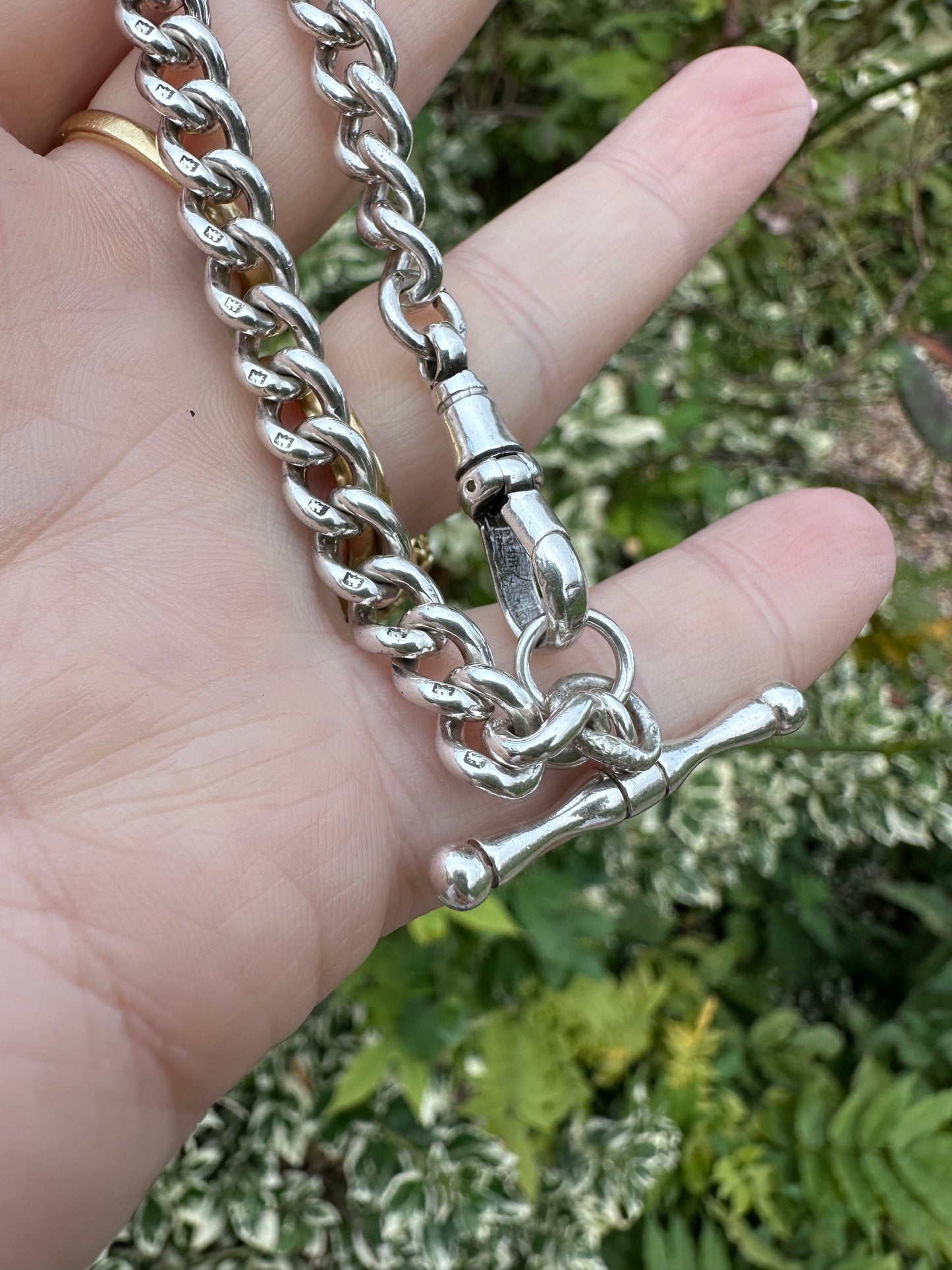 Sterling Silver Curb Bracelet with dogclip and T-bar