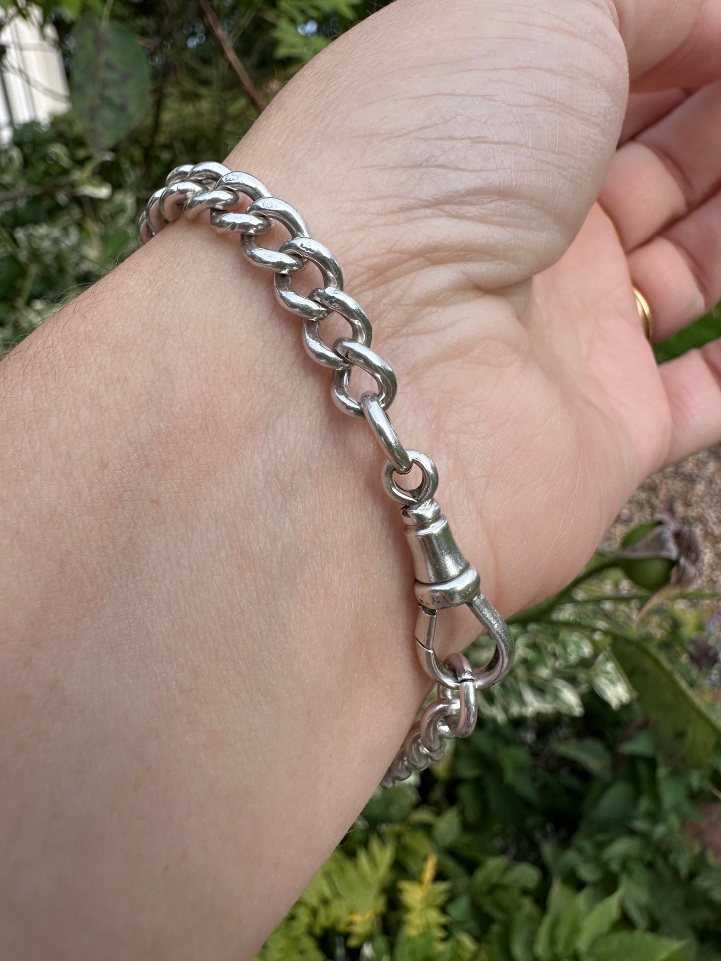 Vintage Sterling Silver Curb Bracelet with dog clip