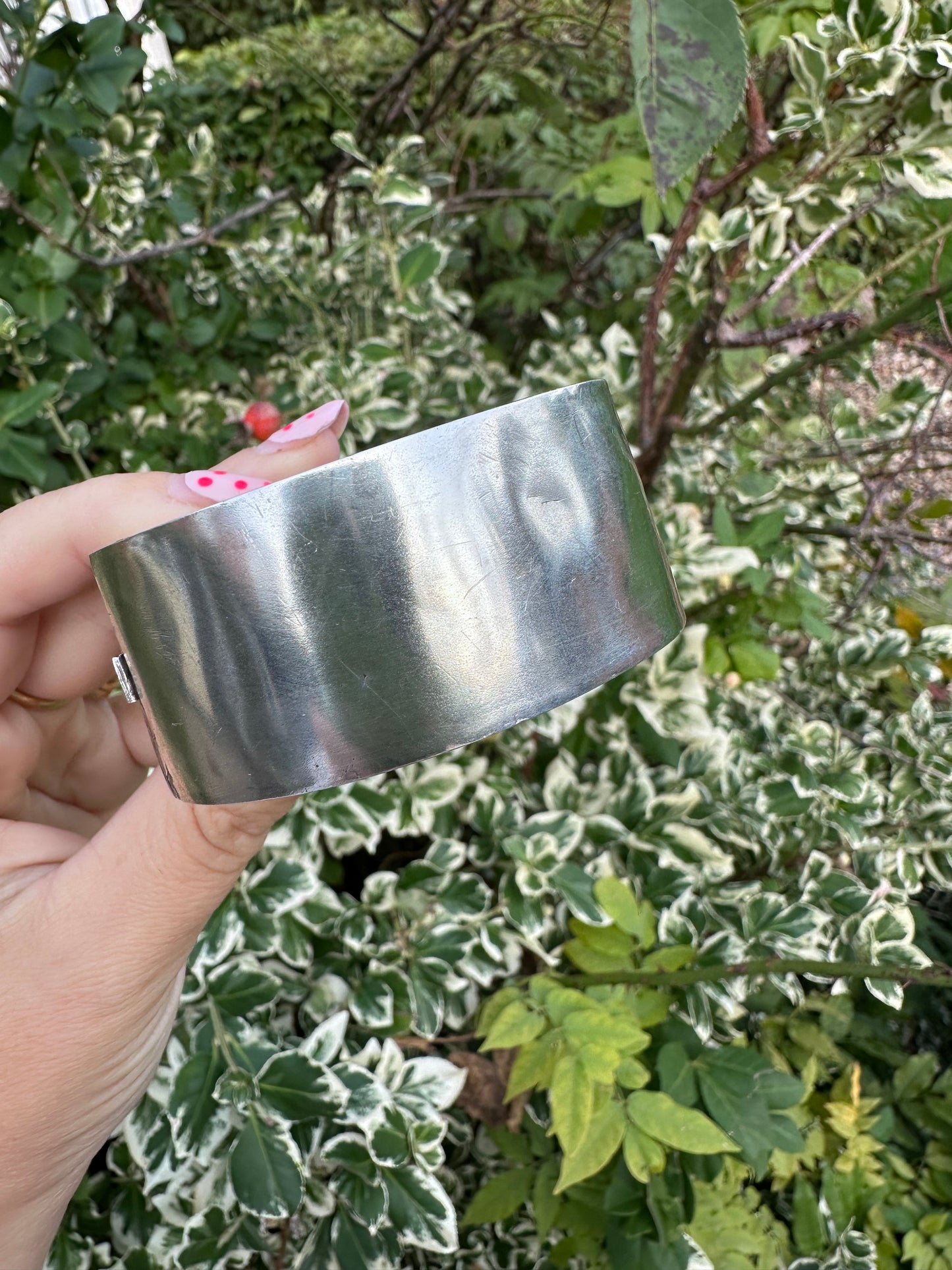 Antique Sterling silver Engraved hinged Cuff/Bangle