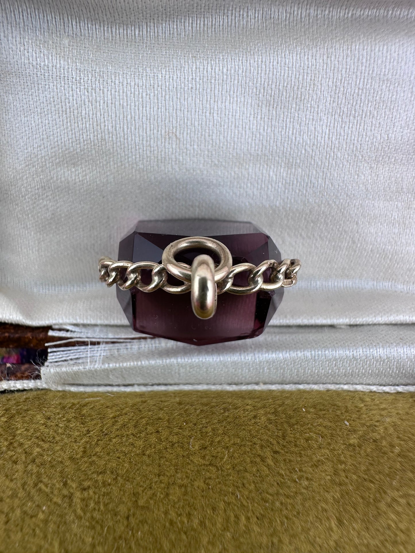 Vintage 9ct Gold Amethyst Spinning Fob