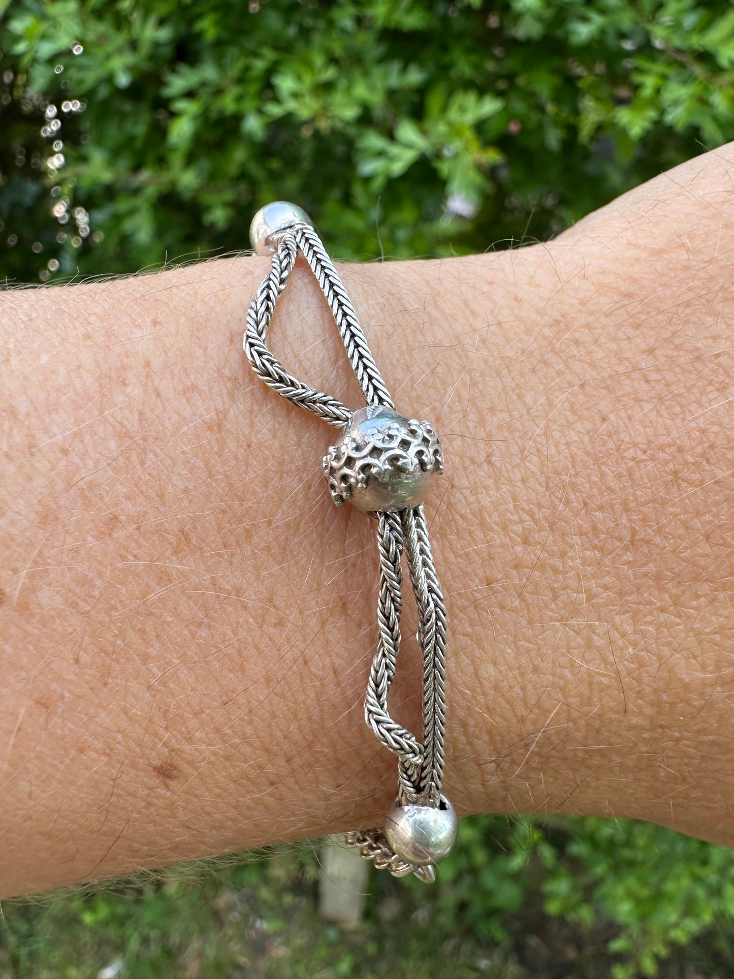 Silver Albertina Bracelet with Tassel, T-Bar & Dog Clip