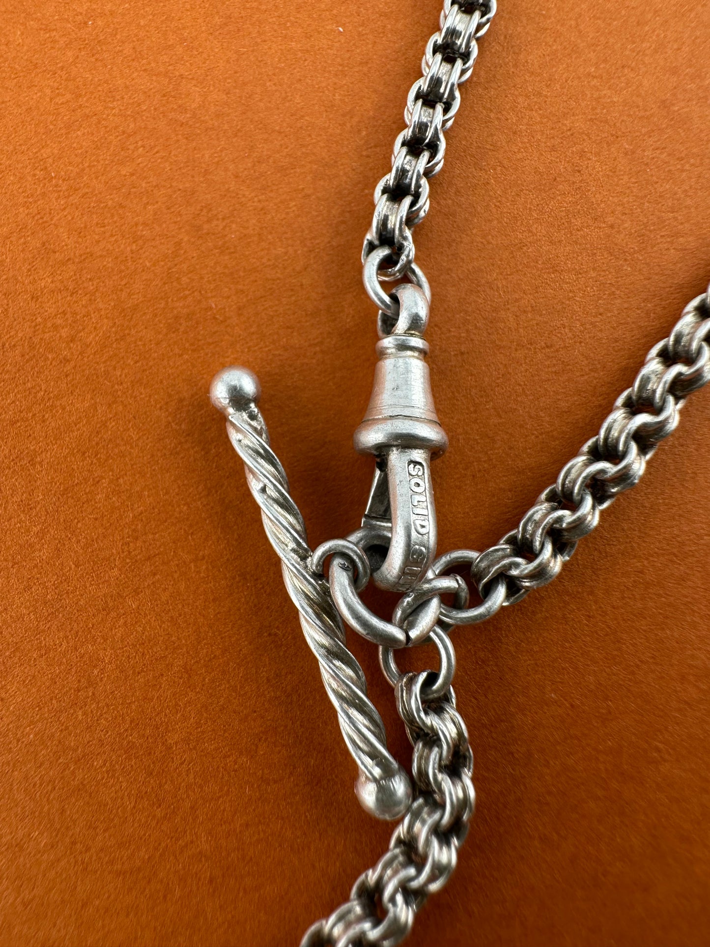 Silver Albertina Bracelet with Tassel, T-Bar & Dog Clip