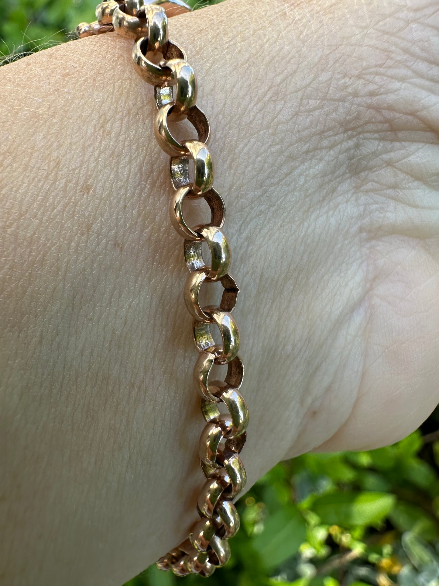 Vintage 9ct Rose Gold Rolo bracelet with heart padlock