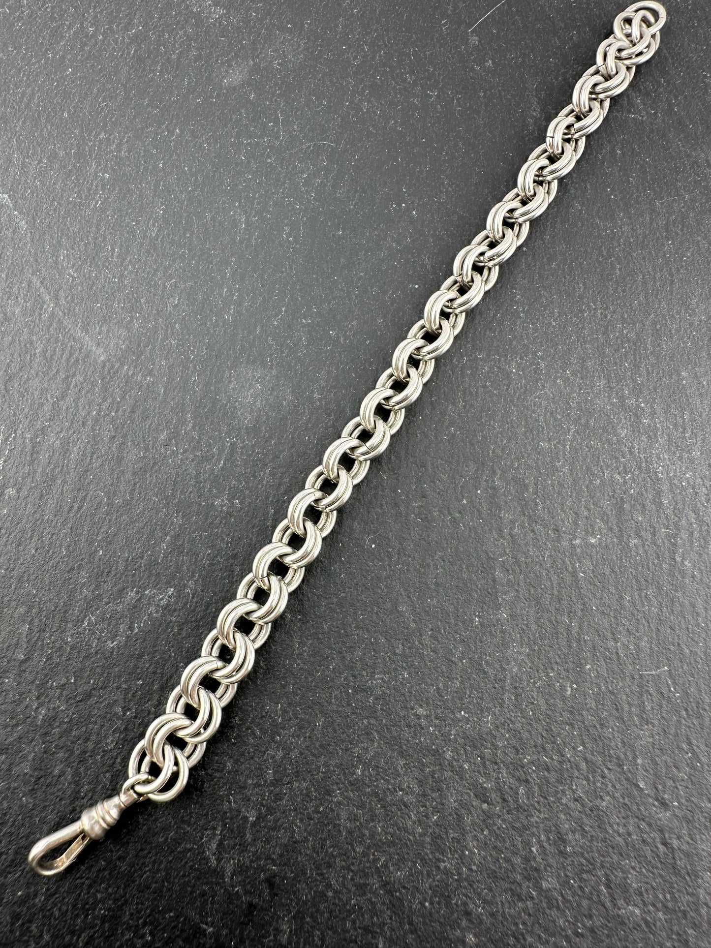 Sterling Silver chunky Double Rolo Bracelet, with dog clip