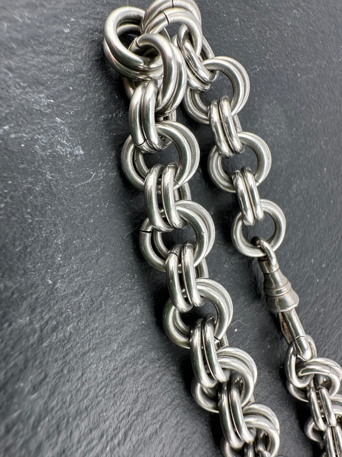 Sterling Silver chunky Double Rolo Bracelet, with dog clip