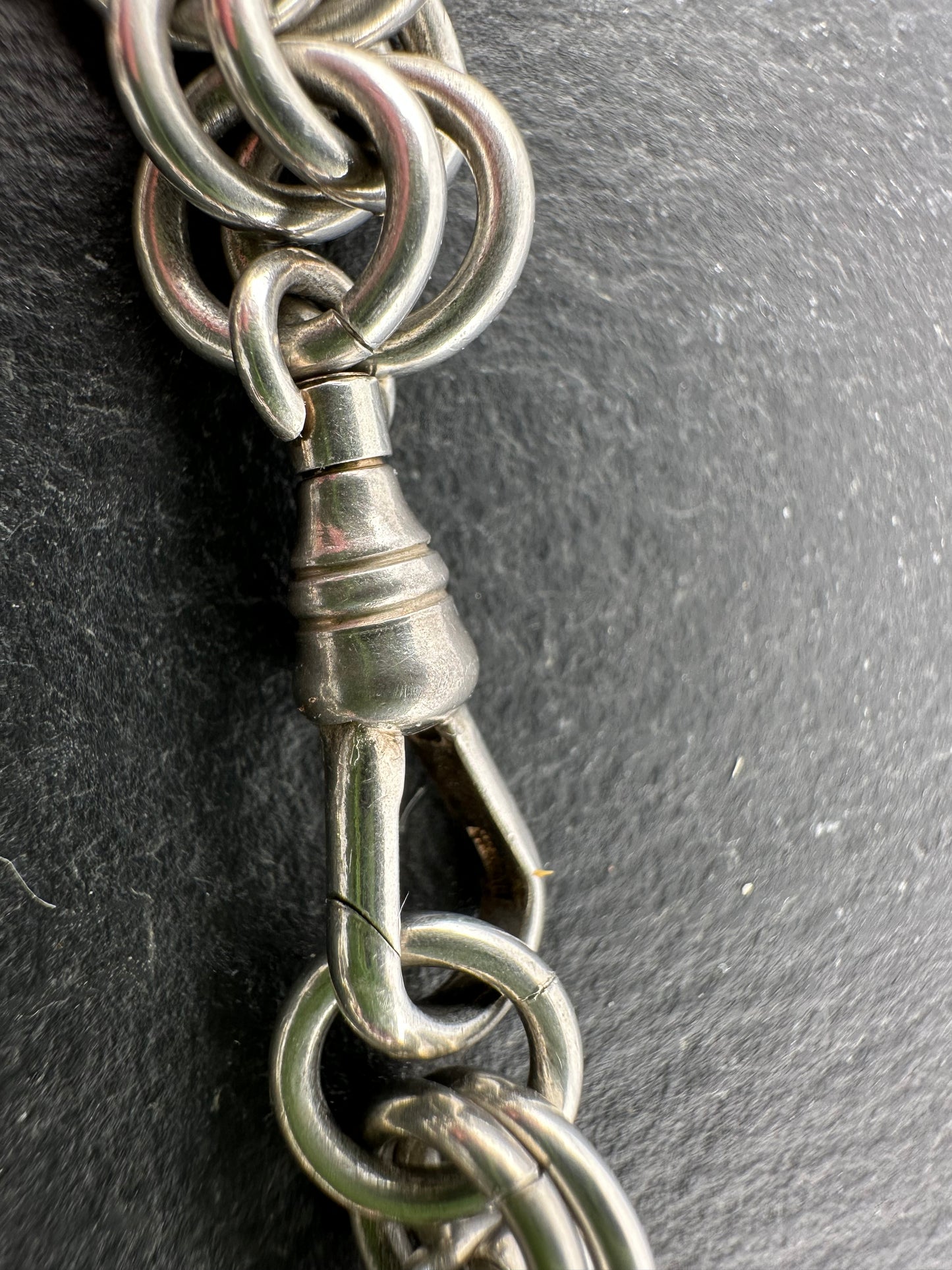 Sterling Silver chunky Double Rolo Bracelet, with dog clip