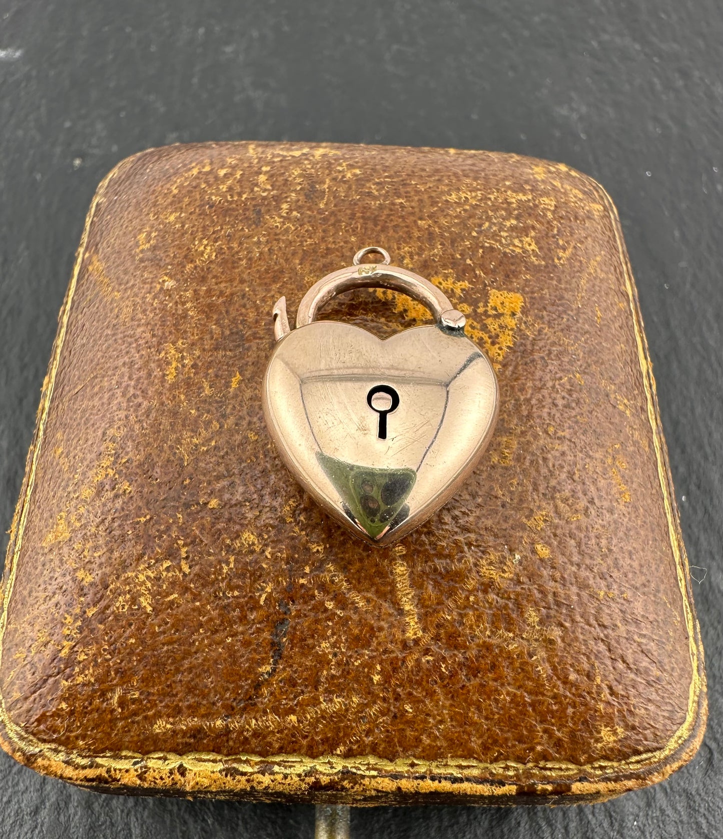 Antique 9ct Rose Gold Puffy heart padlock