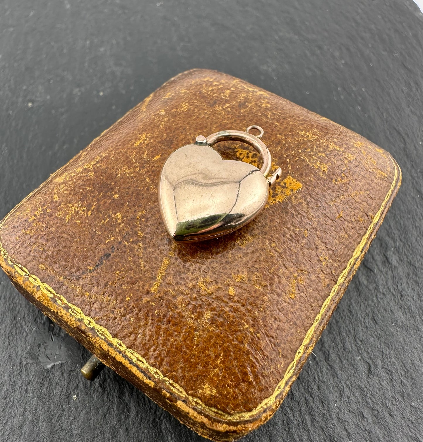 Antique 9ct Rose Gold Puffy heart padlock