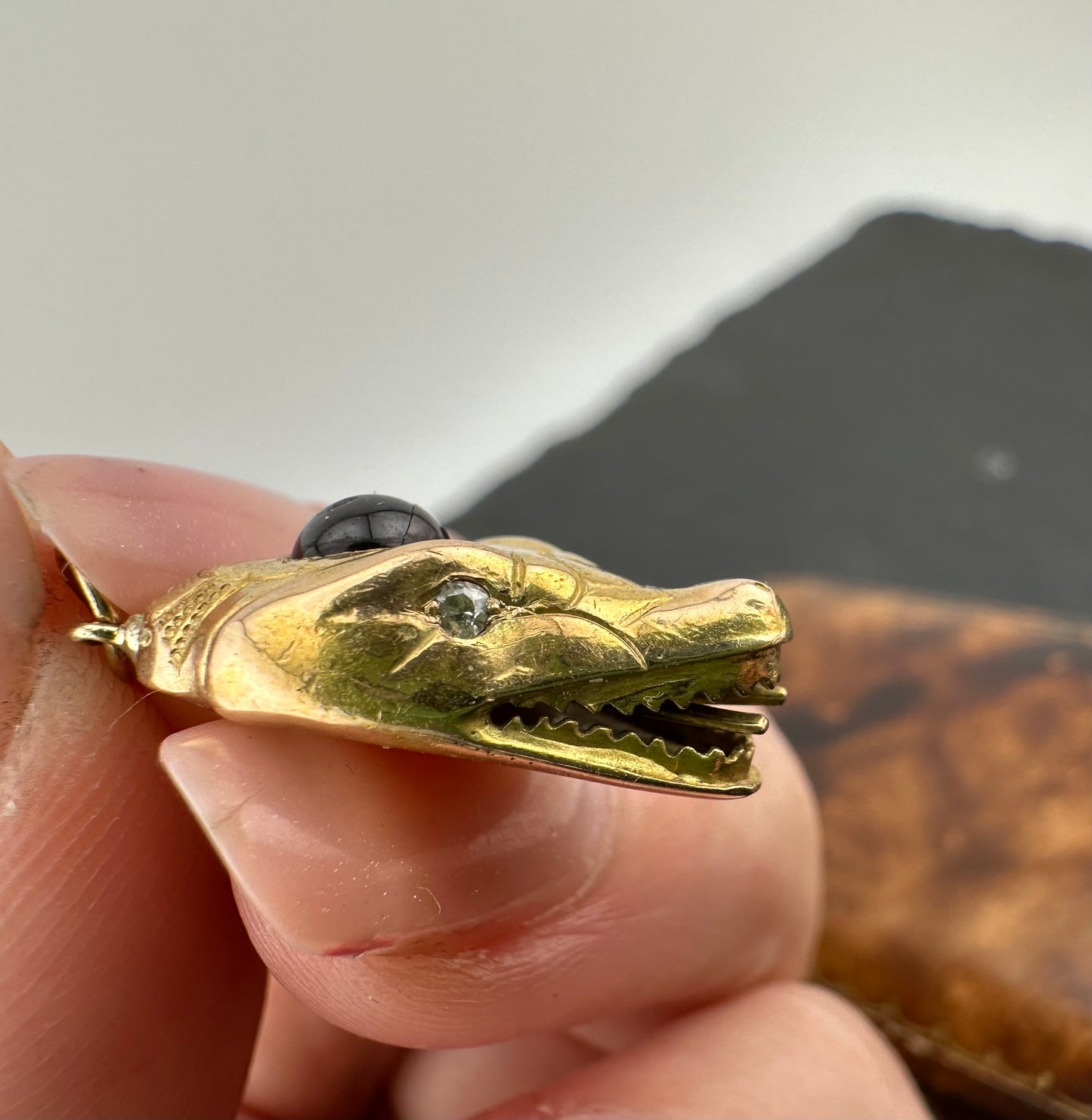 Reserved Lala- Antique 15ct Dragon/Snake Head charm