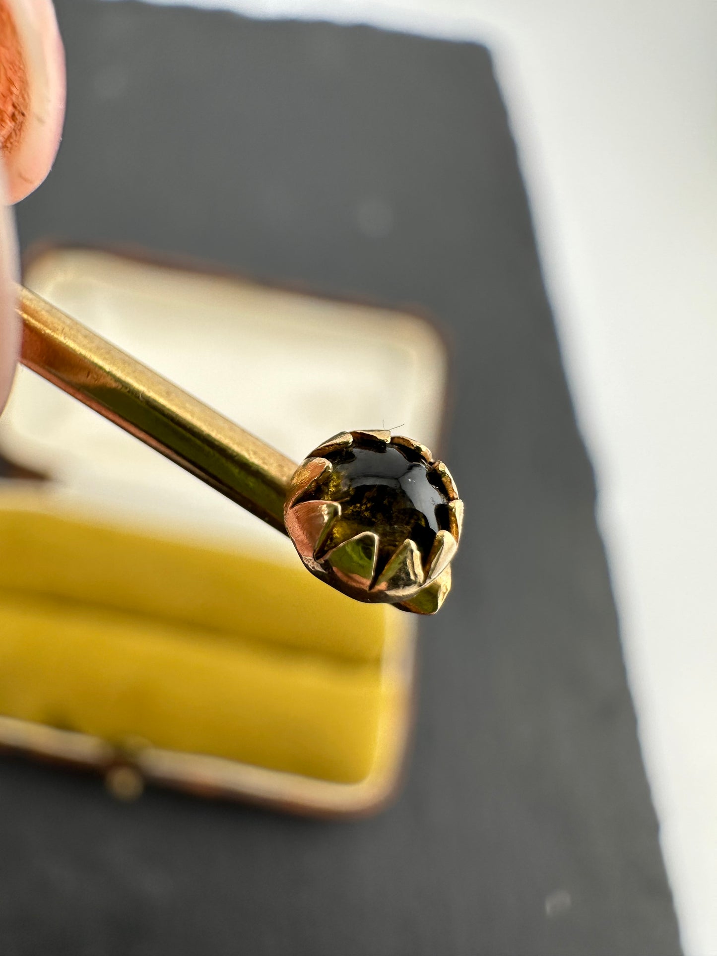 Vintage 14ct Gold Key charm, with green paste stone