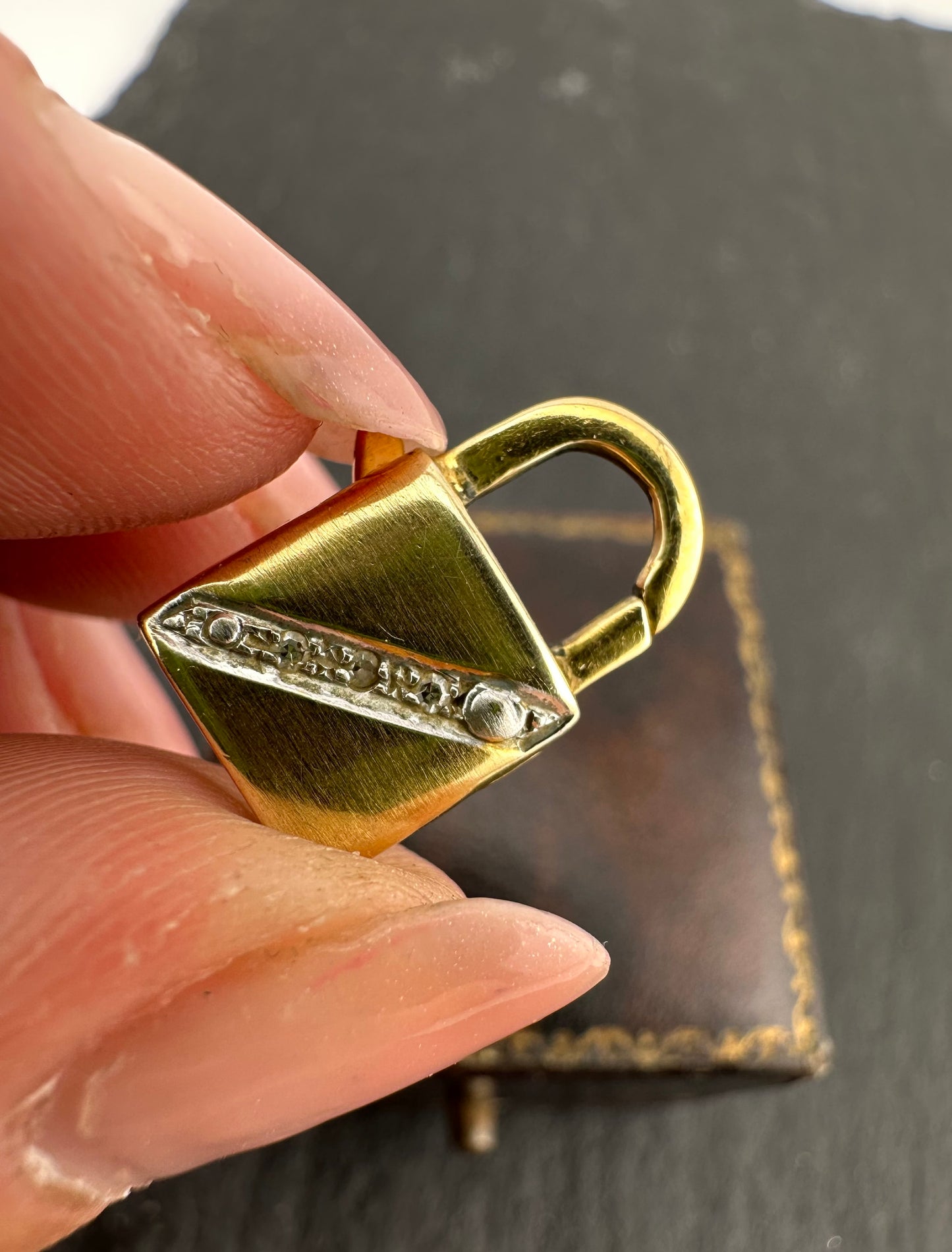 Vintage 9ct Gold & Diamond Padlock