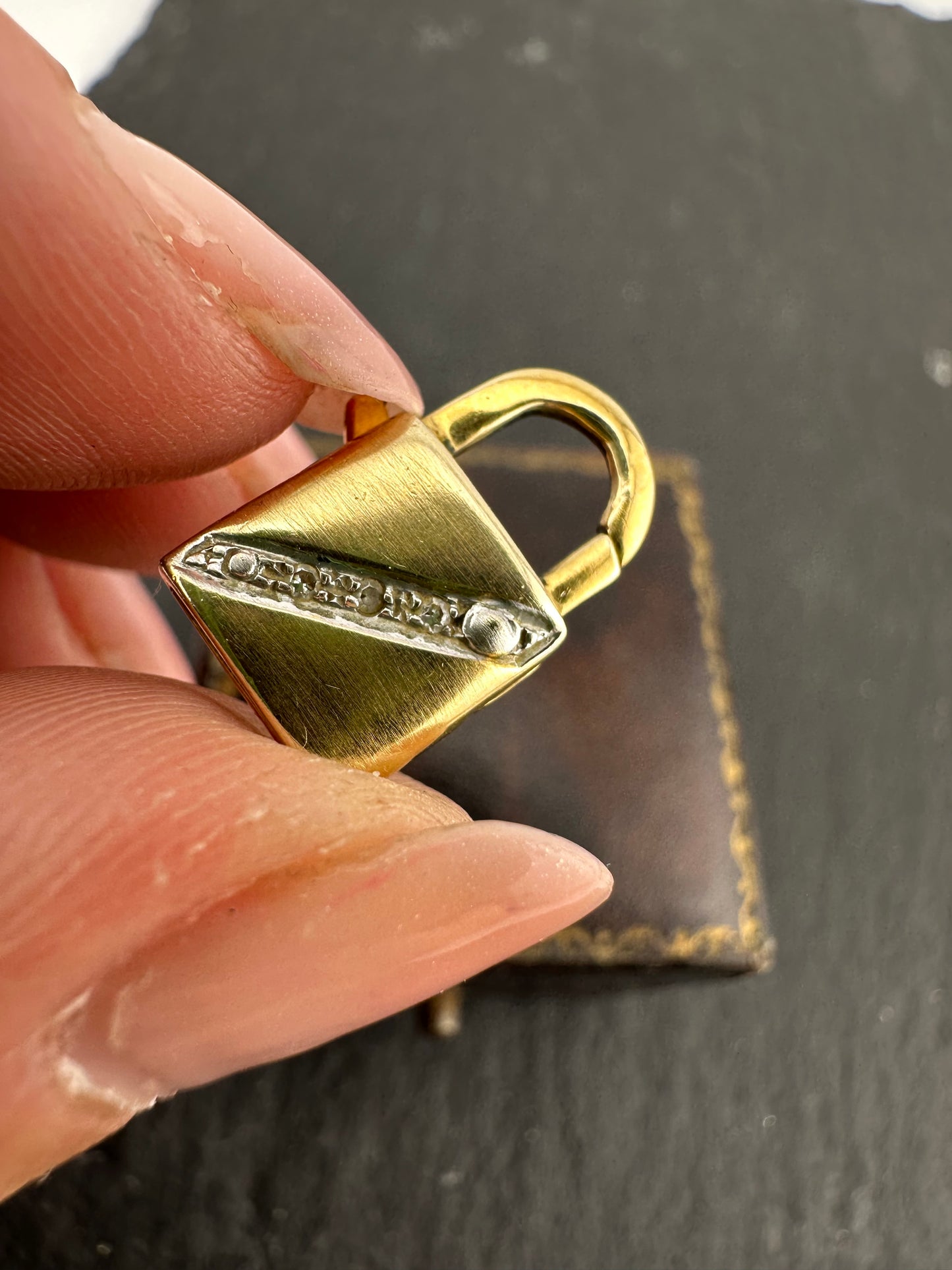 Vintage 9ct Gold & Diamond Padlock
