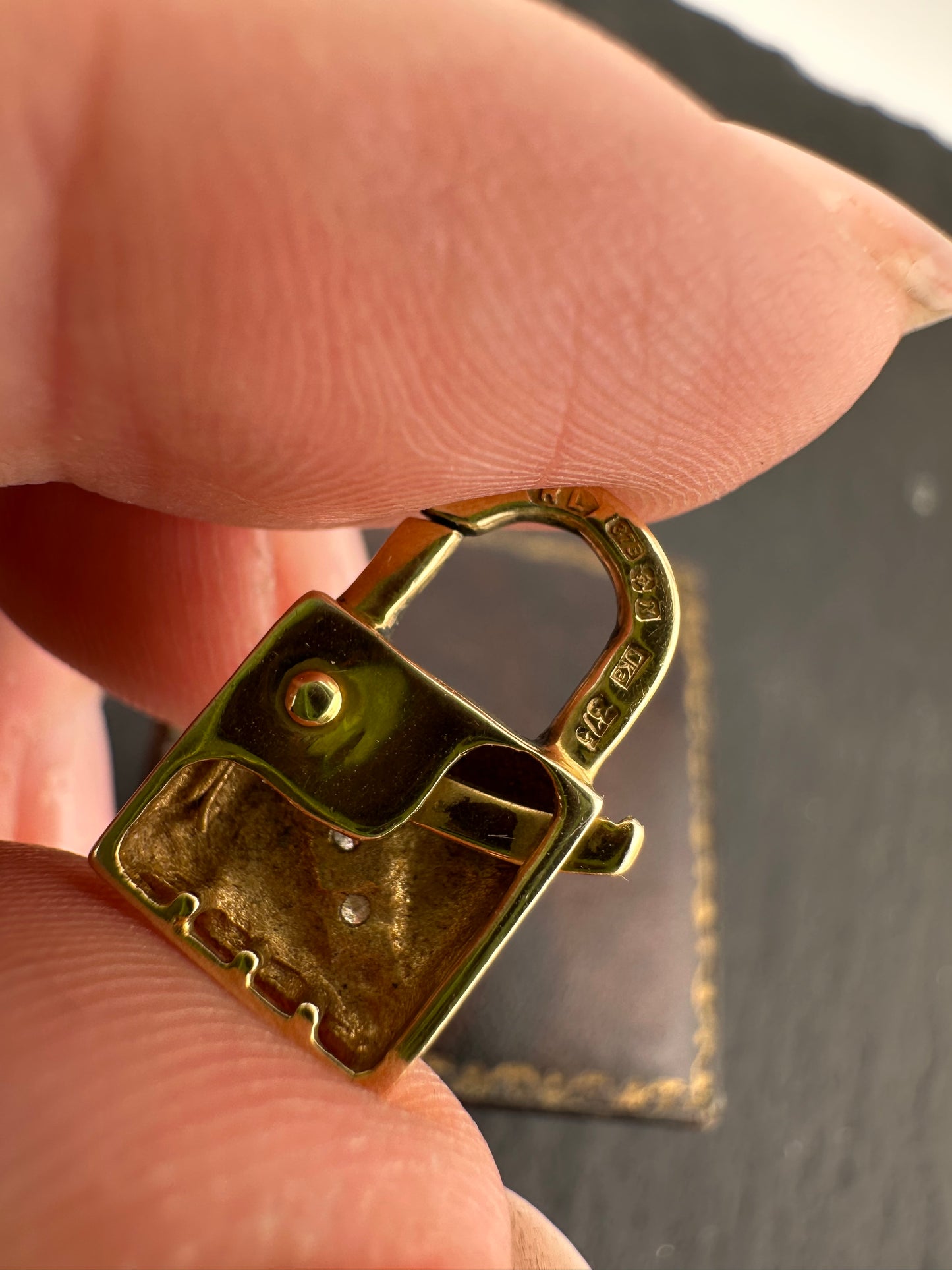 Vintage 9ct Gold & Diamond Padlock