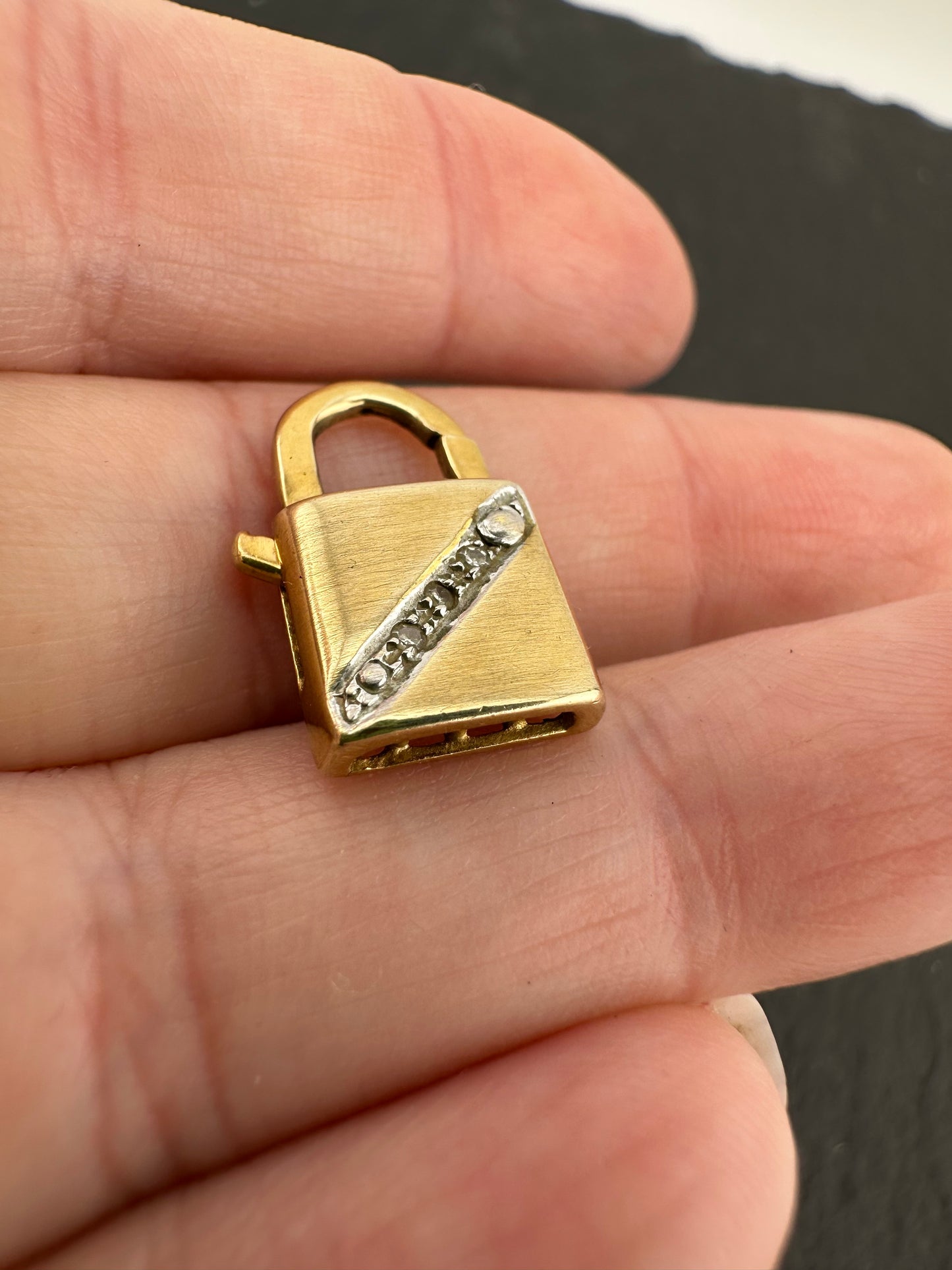 Vintage 9ct Gold & Diamond Padlock