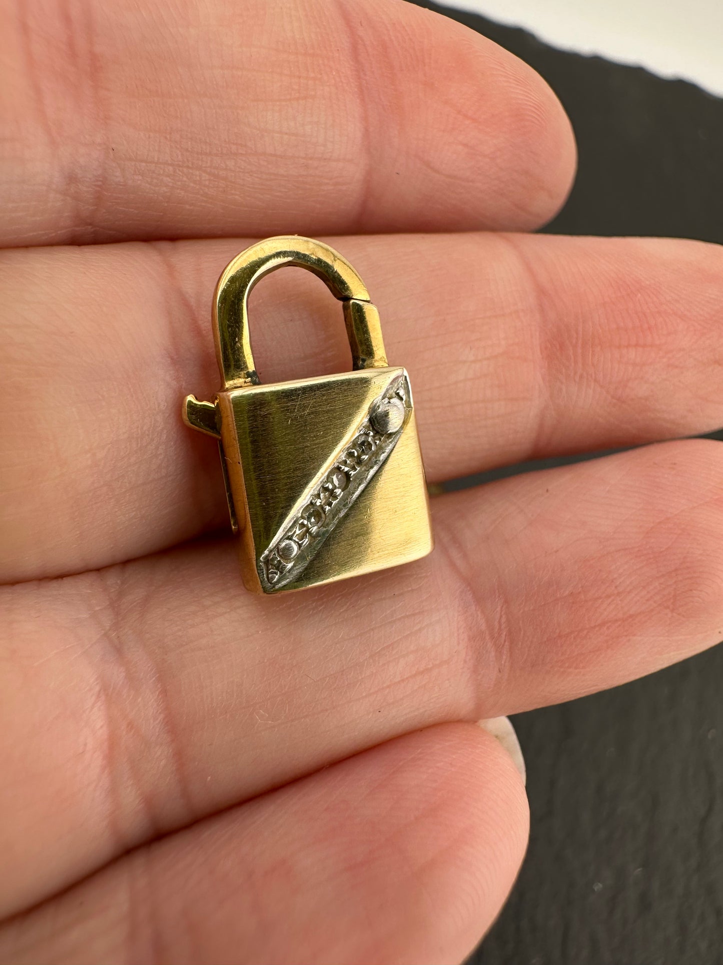 Vintage 9ct Gold & Diamond Padlock
