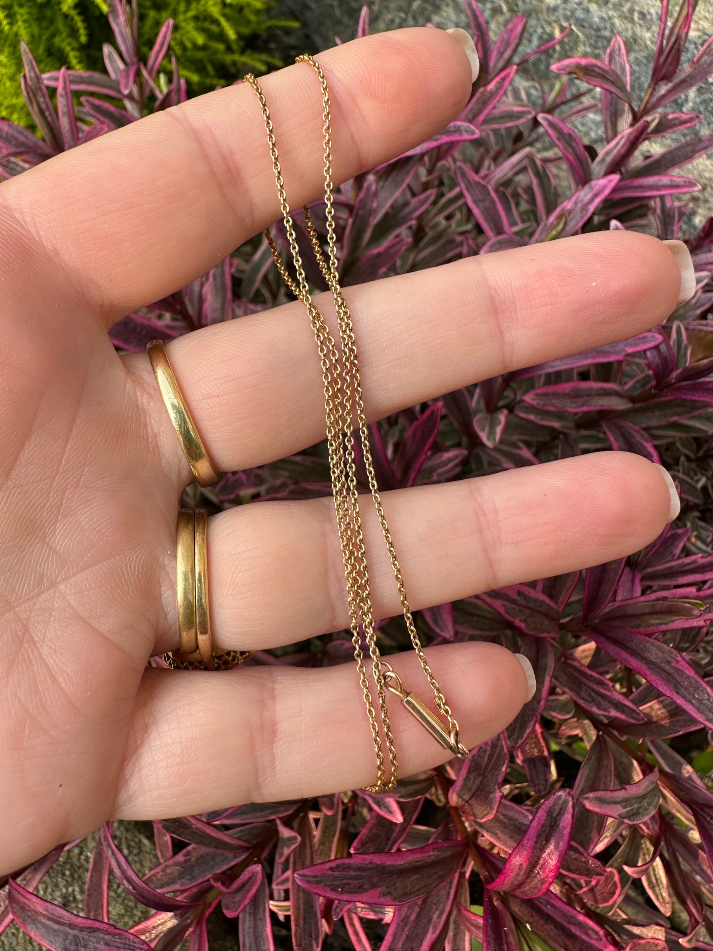 Antique 9ct Rose Gold fine cable chain with barrel clasp