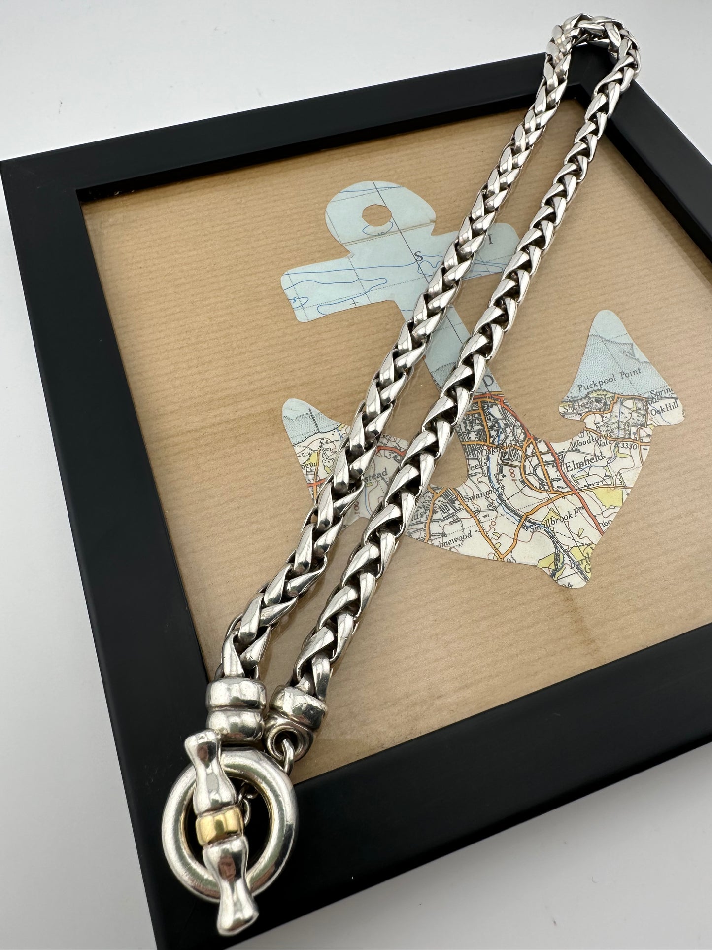 Reserved Soula- Sterling Silver Giant Spiga chain with 18ct detailing