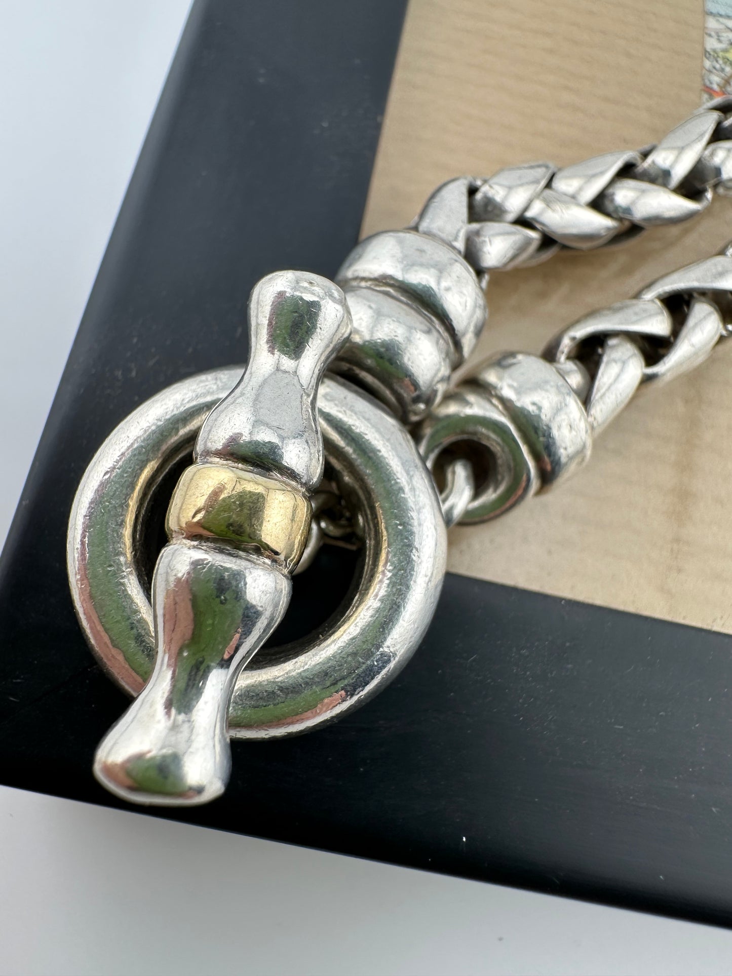 Reserved Soula- Sterling Silver Giant Spiga chain with 18ct detailing