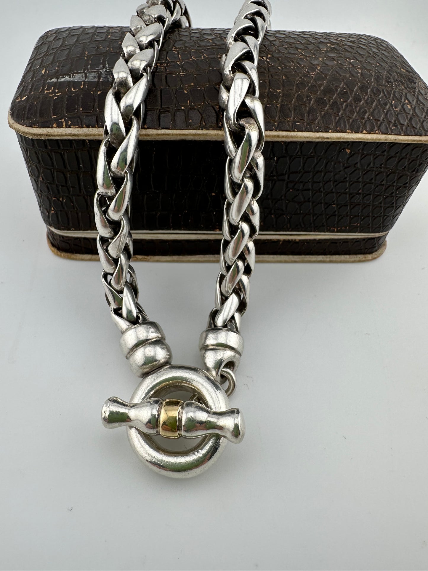 Reserved Soula- Sterling Silver Giant Spiga chain with 18ct detailing