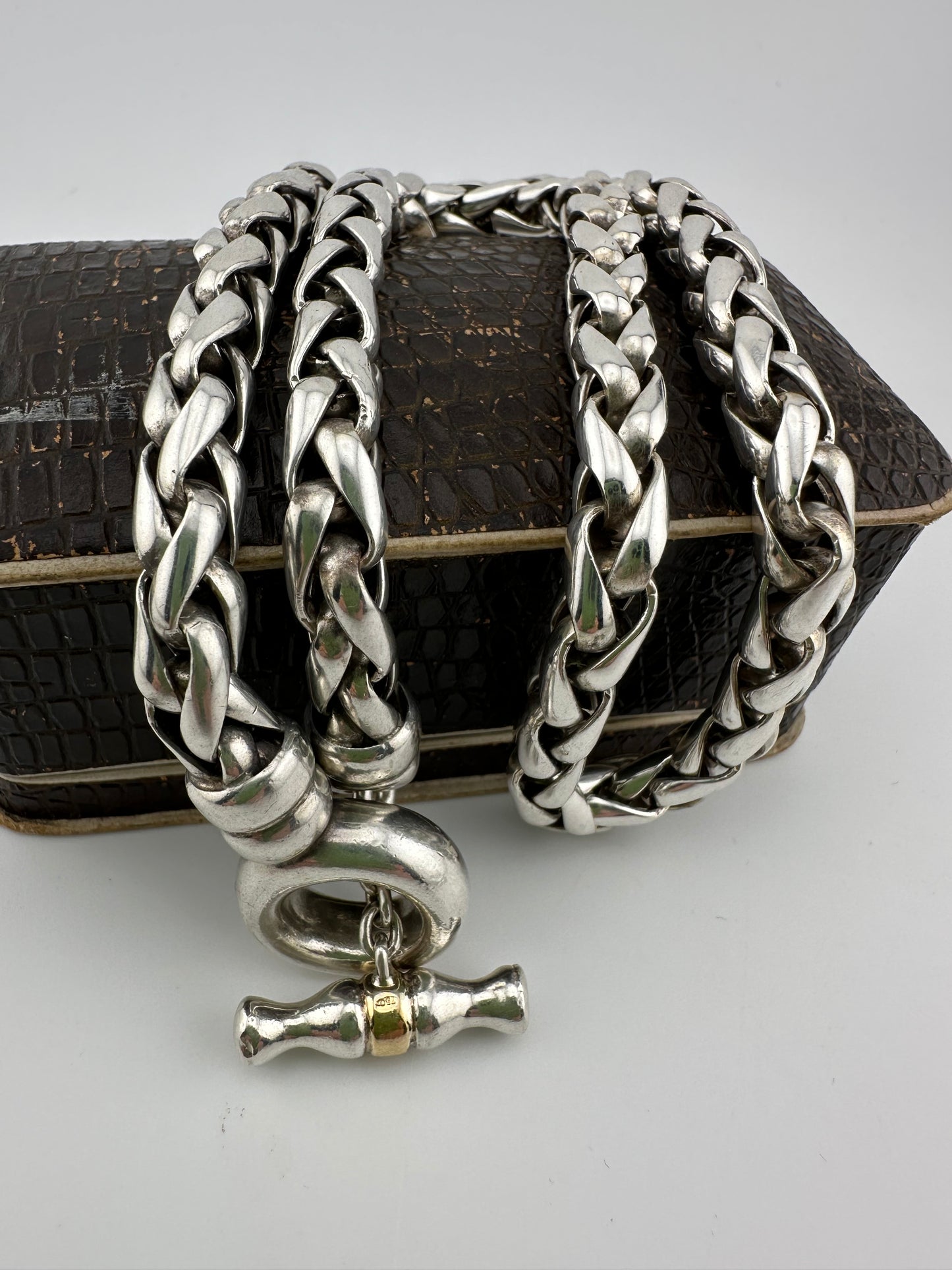 Reserved Soula- Sterling Silver Giant Spiga chain with 18ct detailing