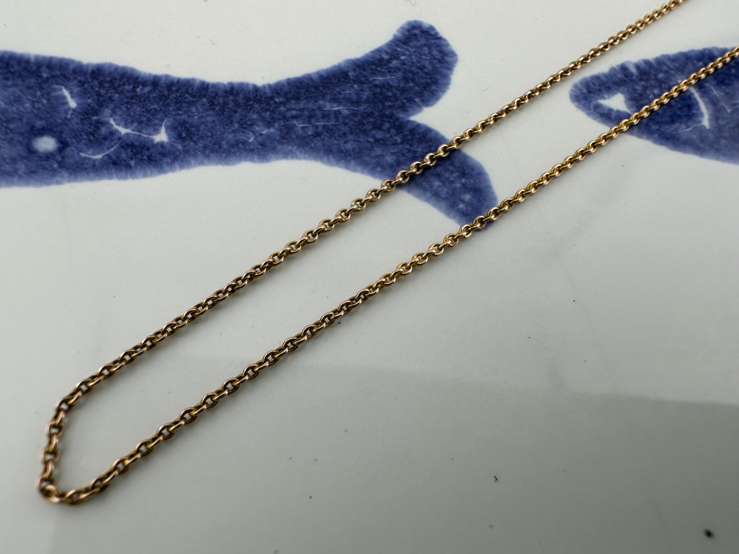 Antique 9ct Rose Gold fine cable chain with barrel clasp