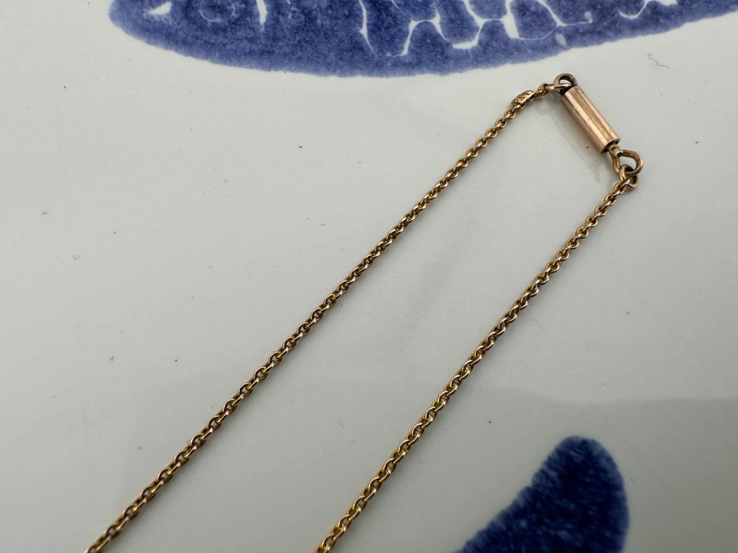Antique 9ct Rose Gold fine cable chain with barrel clasp