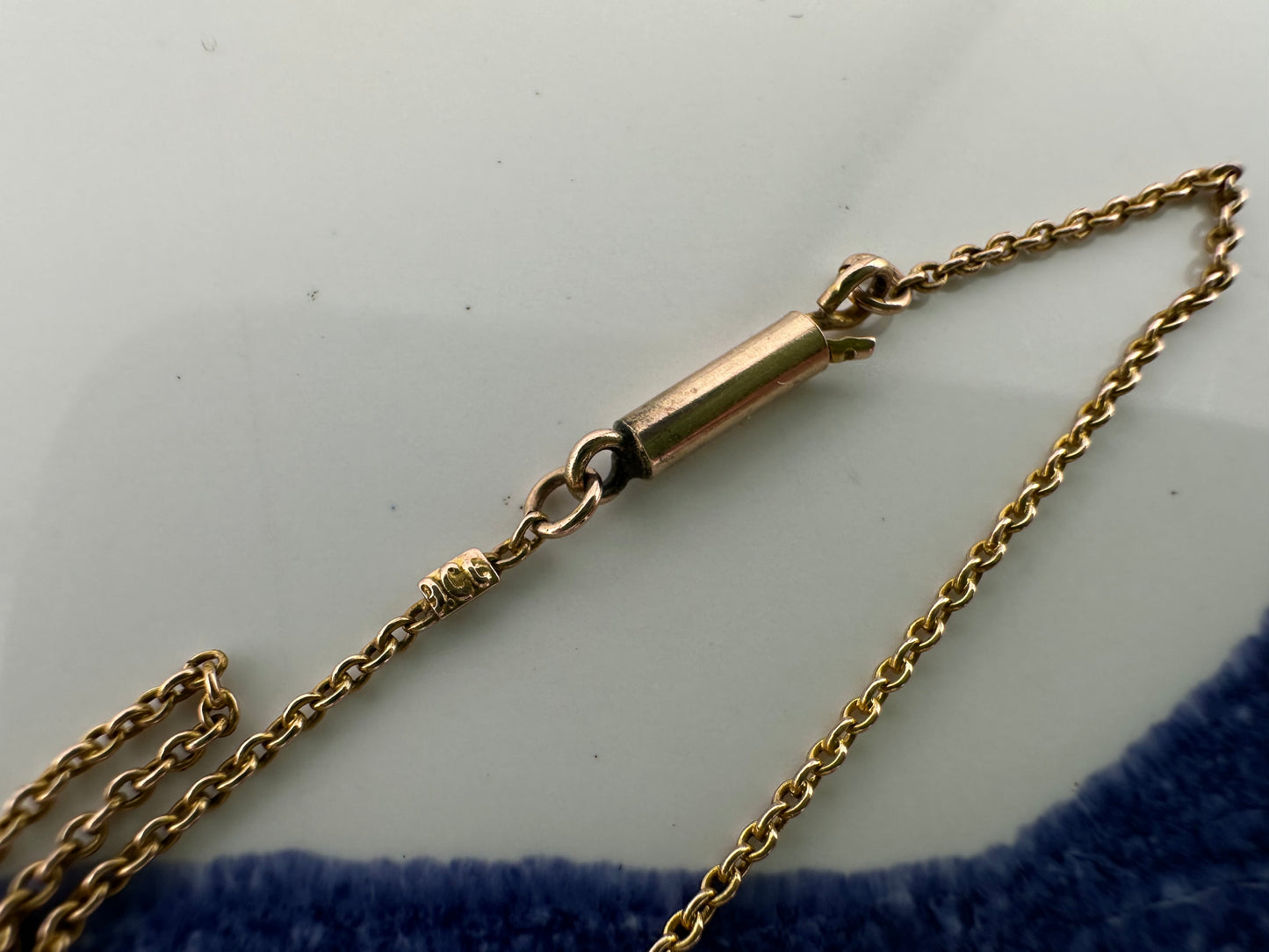 Antique 9ct Rose Gold fine cable chain with barrel clasp