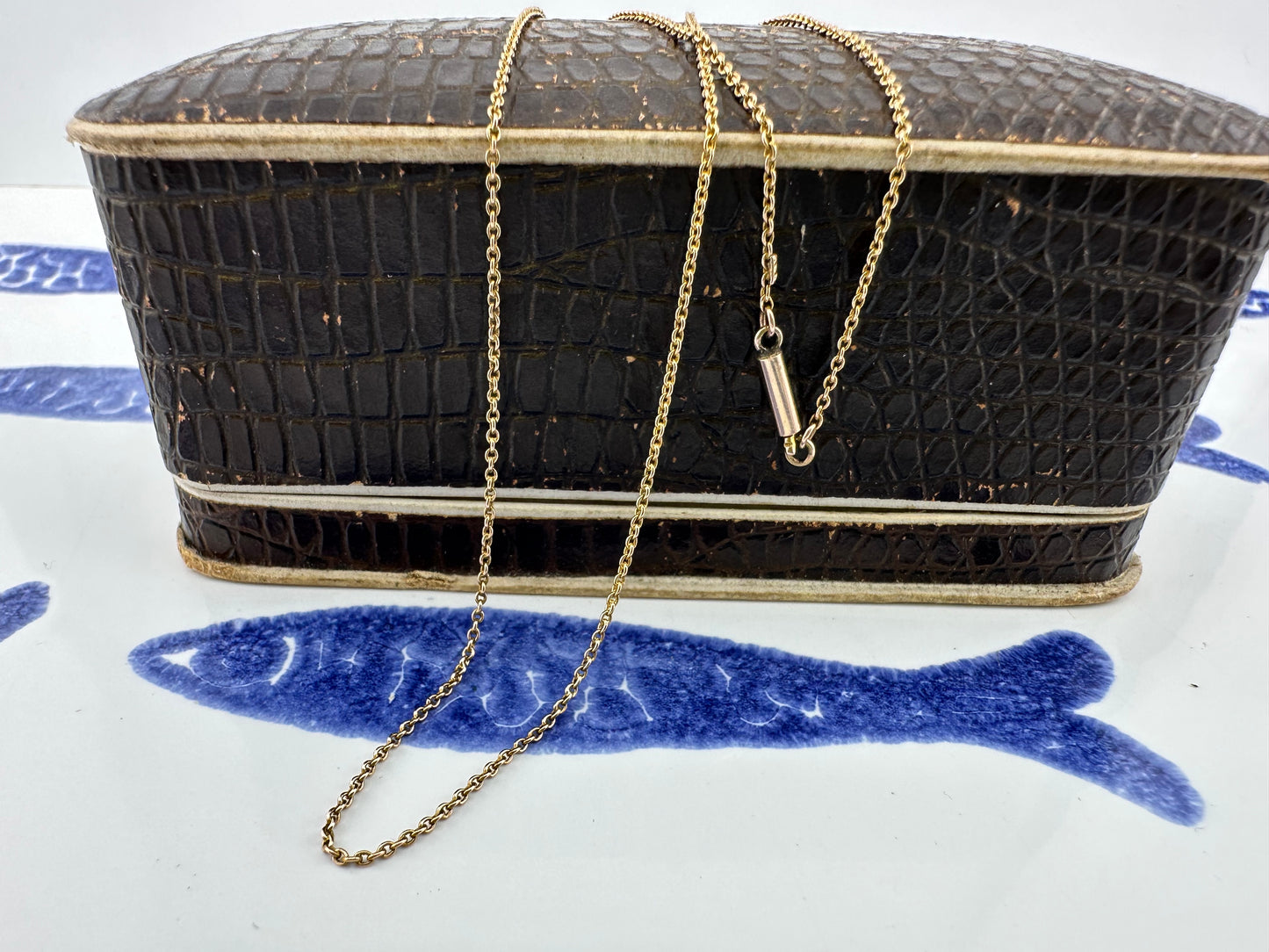 Antique 9ct Rose Gold fine cable chain with barrel clasp