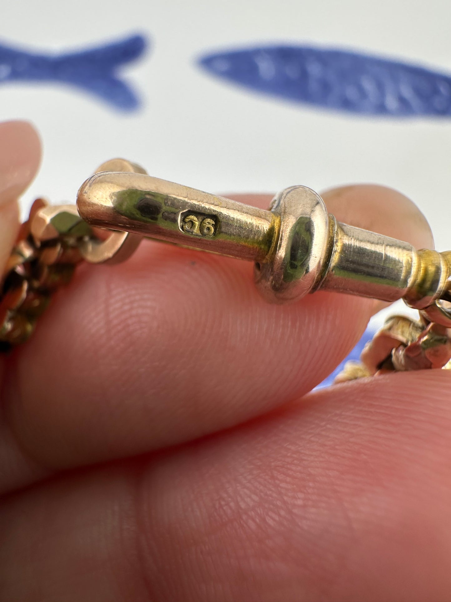 Antique 9ct Rose Gold fancy link bracelet with dog clip & t- bar