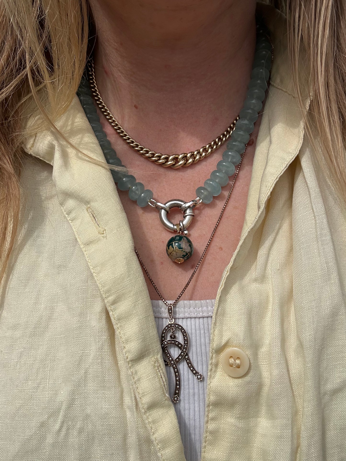 Re-imagined Vintage Topaz Beads with vintage XL Silver Bolt clasp