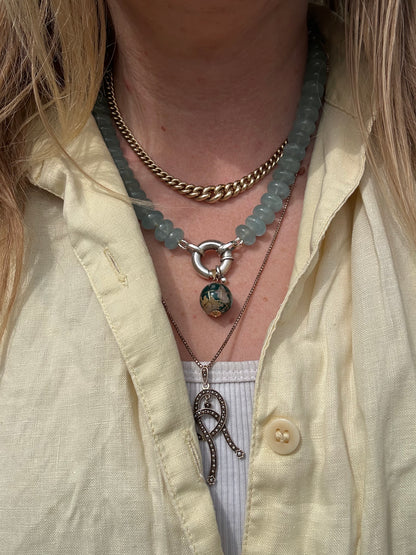 Re-imagined Vintage Topaz Beads with vintage XL Silver Bolt clasp