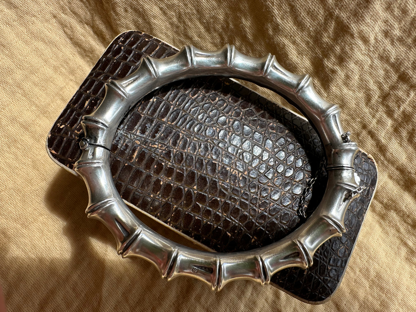 Edwardian Sterling Silver Bamboo Hinged Bangle