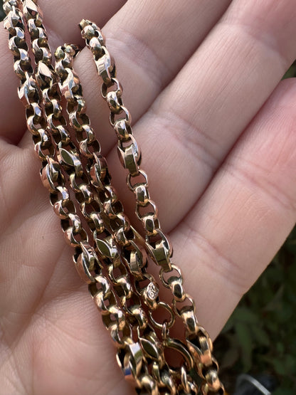 Antique 9ct Rose Gold Tulip belcher mix link chain