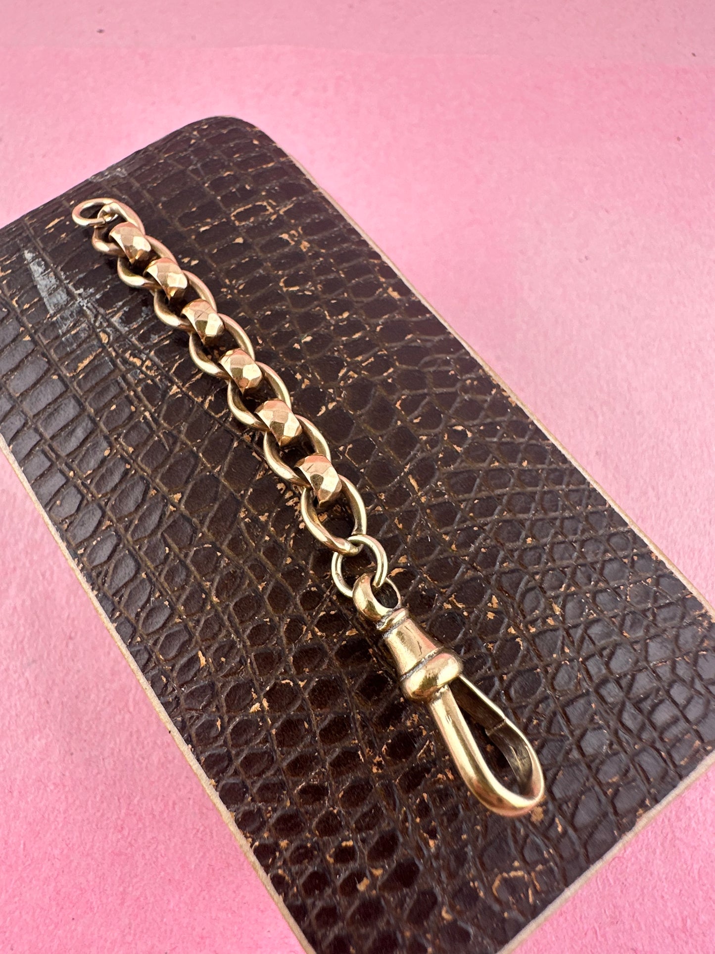 Antique 9ct Gold Roller Ball extender with dog clip