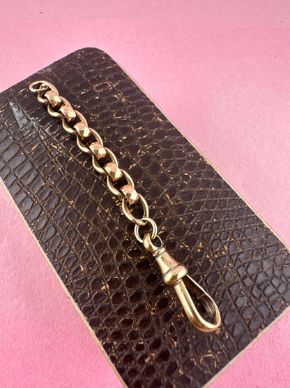 Antique 9ct Gold Roller Ball extender with dog clip