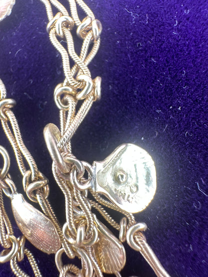 Vintage 9ct Gold Infinity Link chain with 14ct Shells