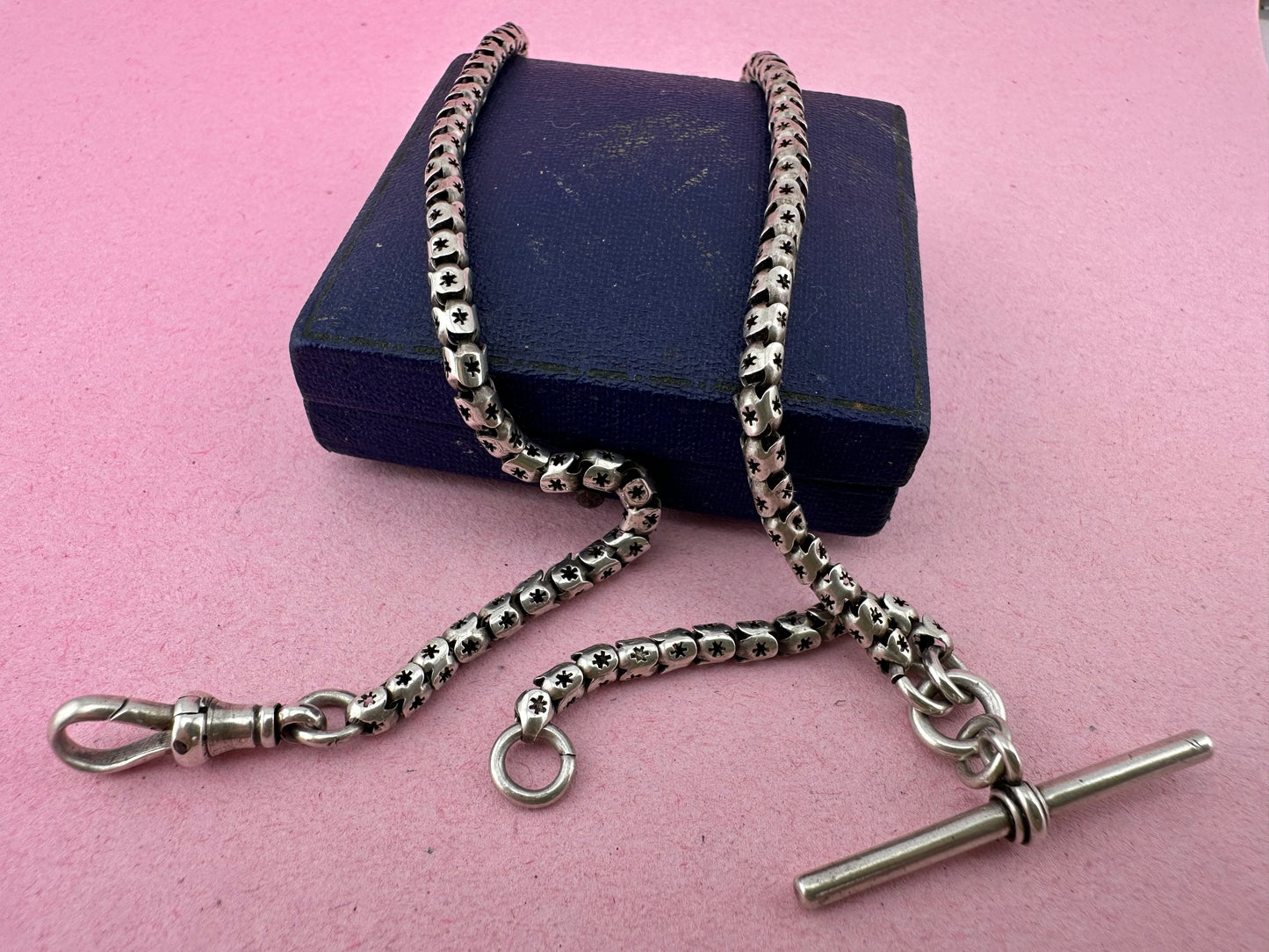 Sterling Silver Star Pierced chain with dog clip and T-Bar