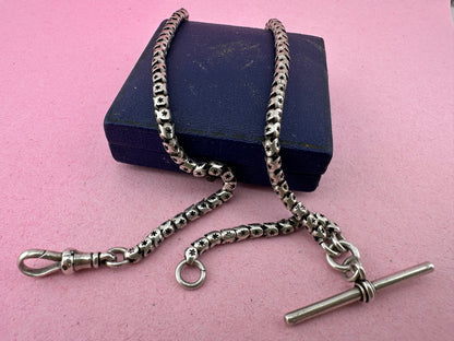 Sterling Silver Star Pierced chain with dog clip and T-Bar