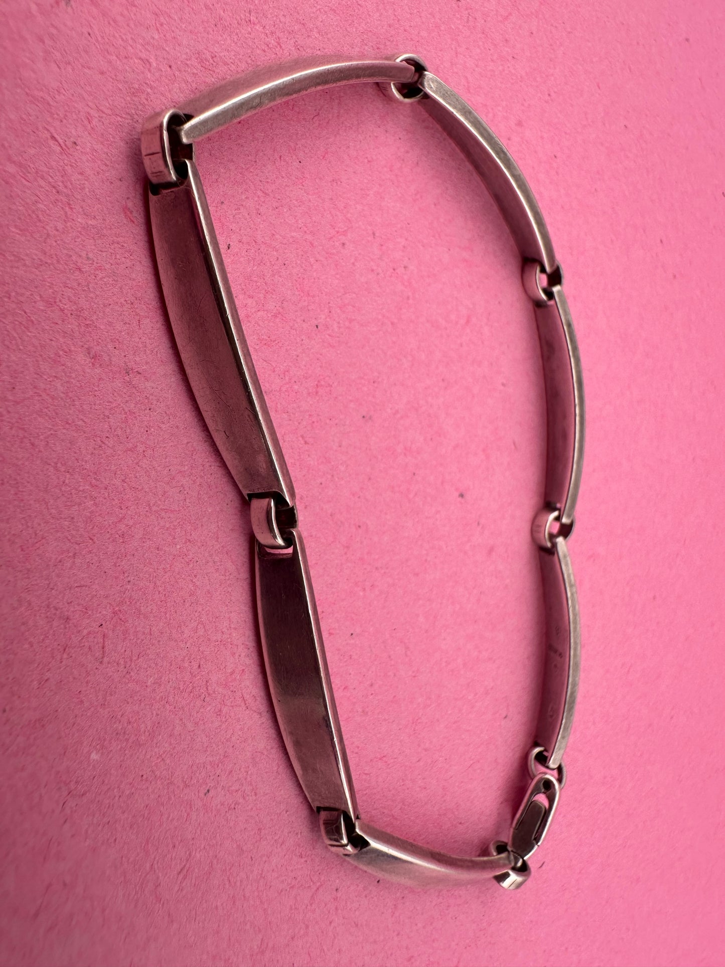 Sterling silver curved bar bracelet