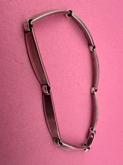 Sterling silver curved bar bracelet