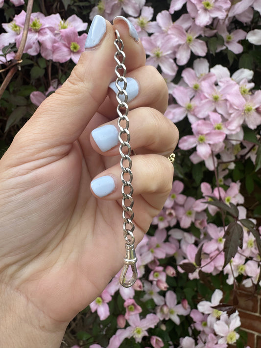 Sterling Silver Flat Curb extender with Dog Clip