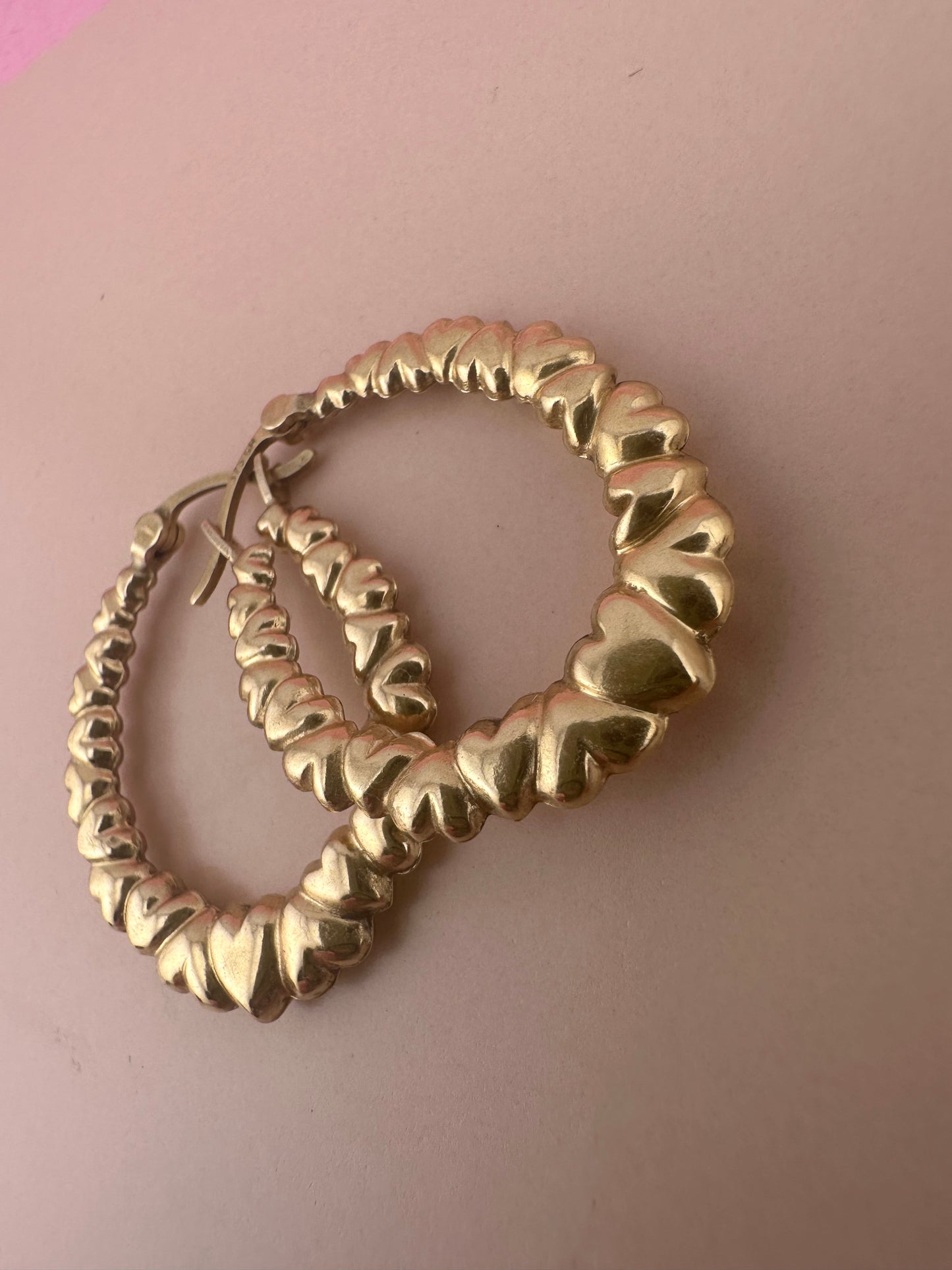 Vintage 9ct Heart Hoops