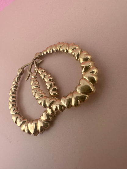 Vintage 9ct Heart Hoops